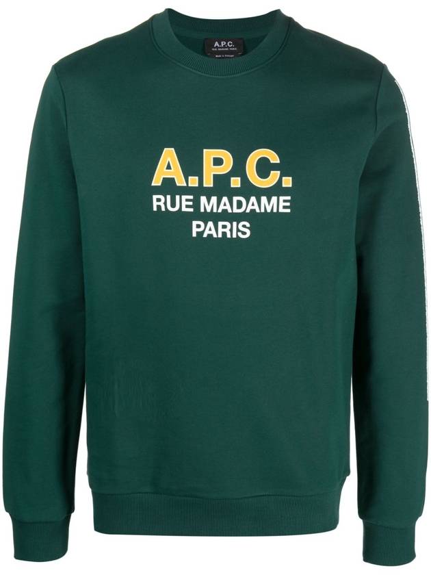 Logo Print Cotton Sweatshirt Green - A.P.C. - BALAAN 3