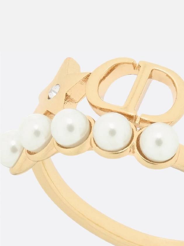 Petit CD Ring Gold Finish Metal White Resin Pearl - DIOR - BALAAN 2