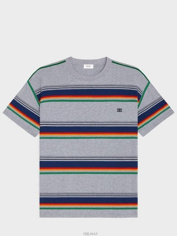 Rouge Triomphe T Shirt Striped Cotton Jersey Gray Multicolor - CELINE - BALAAN 1