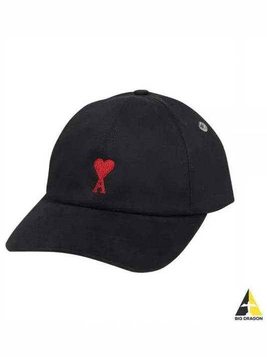 Embroidered Heart Logo Ball Cap Black - AMI - BALAAN 2