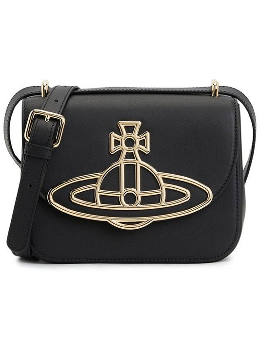 ORB logo flap leather mini bag black - VIVIENNE WESTWOOD - BALAAN 2