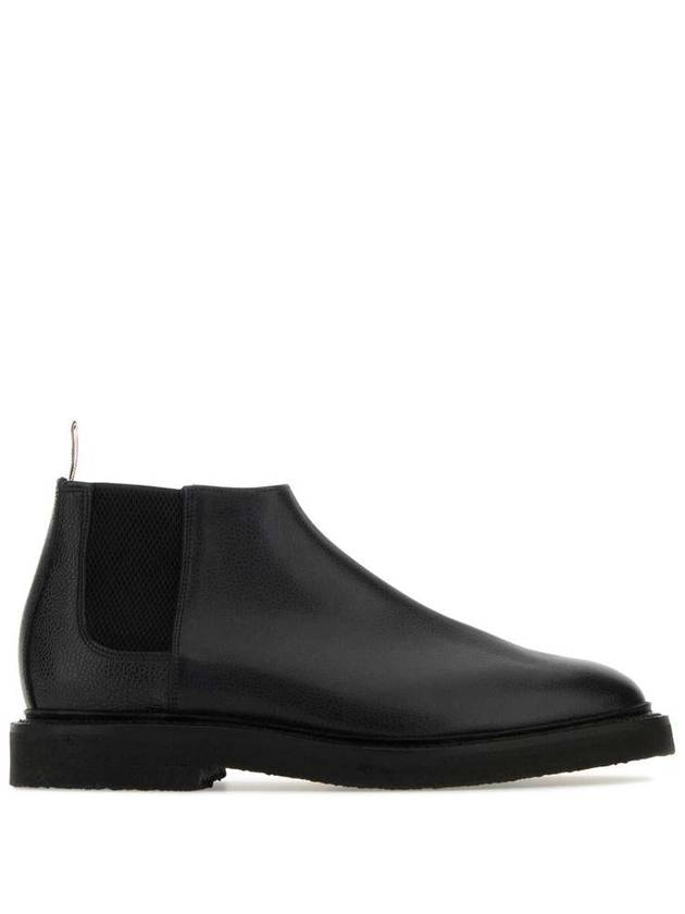 Pebble Crepe Sole Mid Top Grain Leather Chelsea Boots Black - THOM BROWNE - BALAAN 2