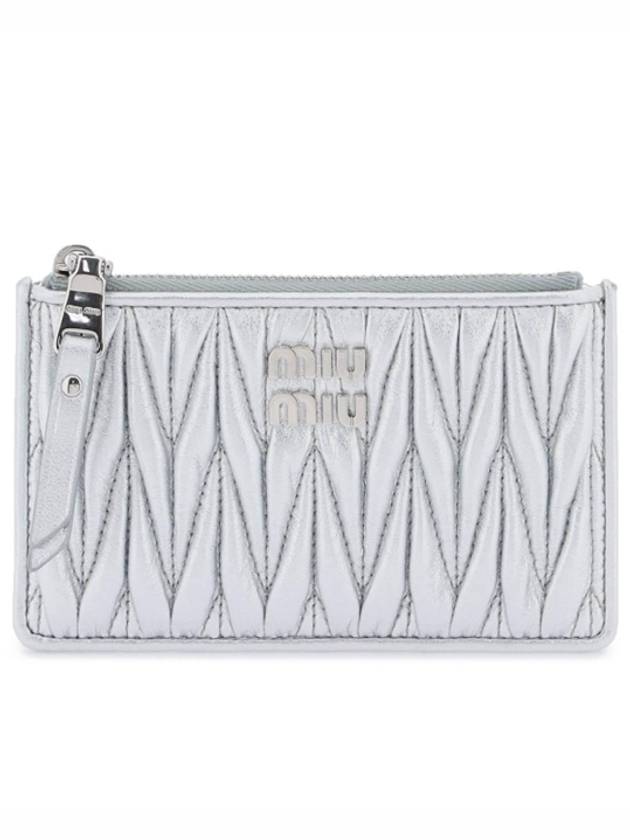 Matelasse Leather Envelope Card Wallet Silver - MIU MIU - BALAAN 2