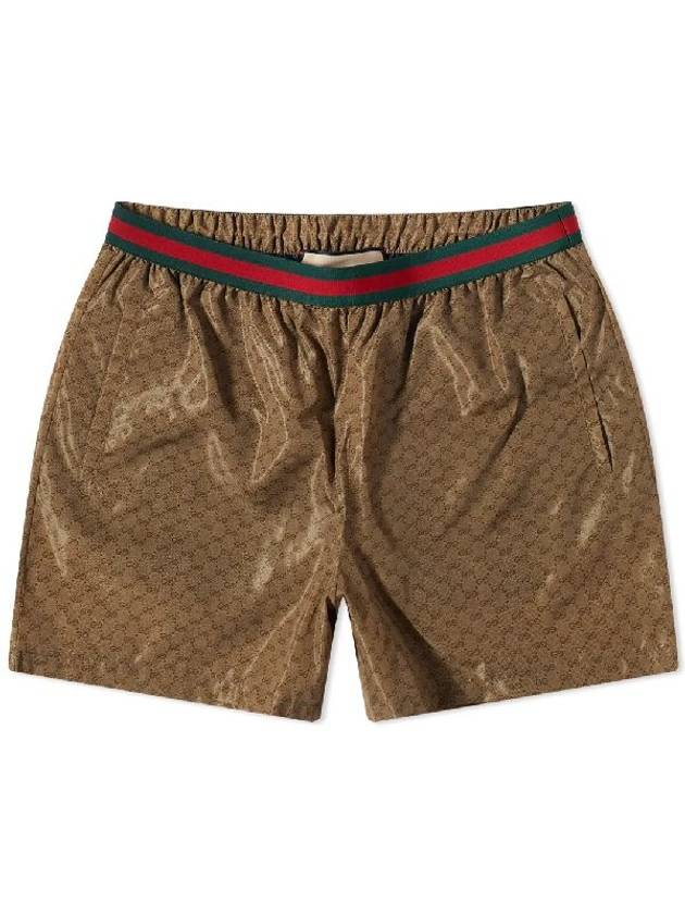 GG jacquard swim shorts brown - GUCCI - BALAAN.