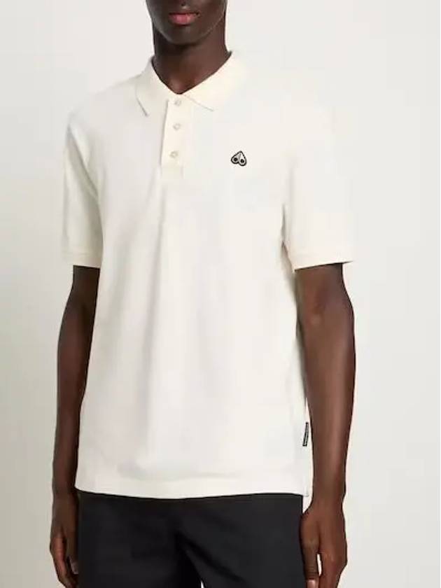 Embroidered Logo Short Sleeve Polo Shirt Ivory - MOOSE KNUCKLES - BALAAN 4