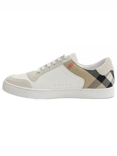 Leather Suede House Check Cotton Sneakers Optic White - BURBERRY - BALAAN 2