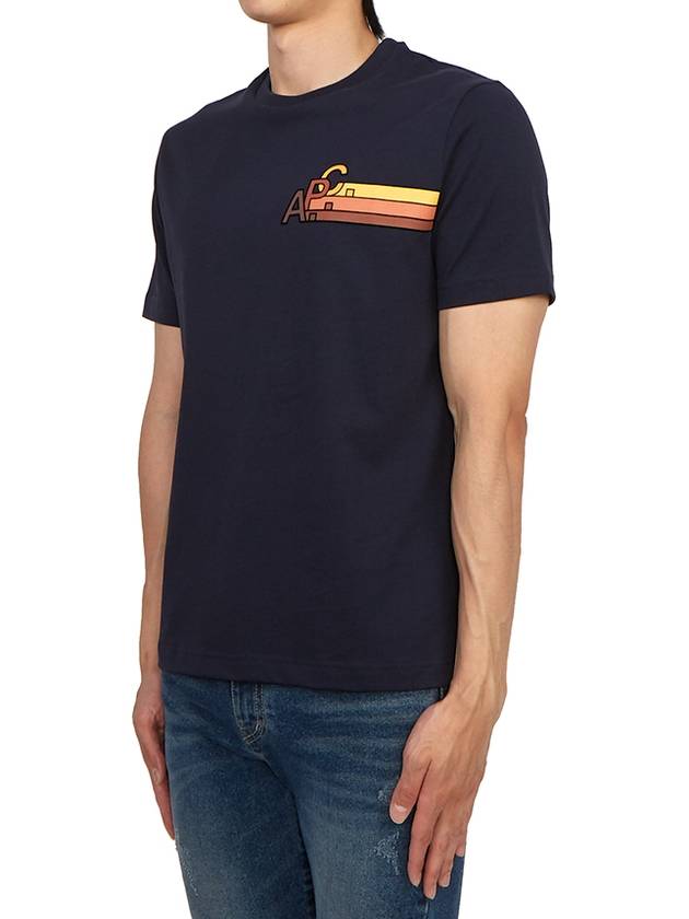 Logo Cotton Short Sleeve T-Shirt Navy - A.P.C. - BALAAN 3