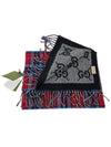 GG Tartan Check Reversible Wool Scarf Red Gray - GUCCI - BALAAN.