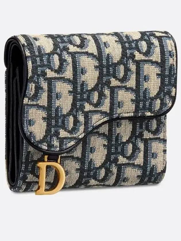 Saddle Lotus Wallet Blue  Oblique Jacquard - DIOR - BALAAN 3