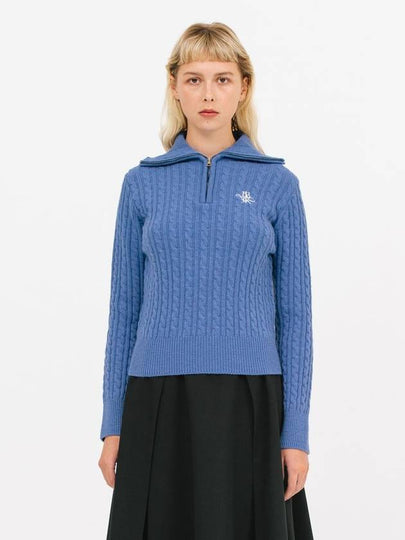 JK Half Zip-Up Cable Knit Top Blue - JUN BY JUN K - BALAAN 2