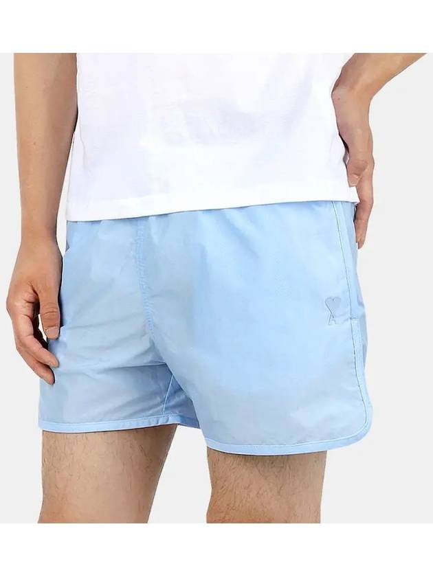 Small Heart Nylon Swim Shorts Light Blue - AMI - BALAAN 3