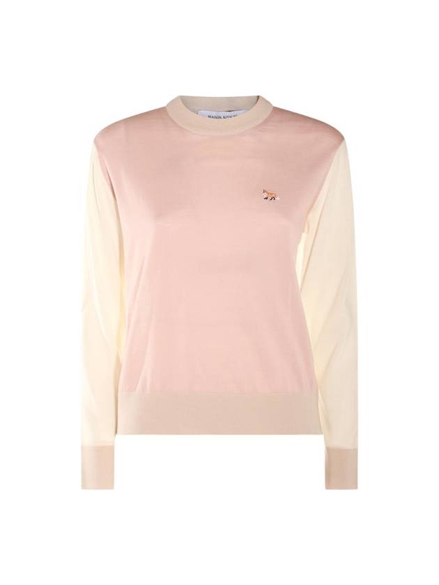 Color Block Merino Wool Knit Top Pastel Rose - MAISON KITSUNE - BALAAN 1