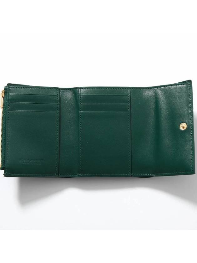 Cassette Tri-Fold Zipper Half Wallet Emerald Green - BOTTEGA VENETA - BALAAN 4
