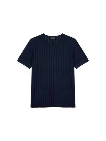 Men s Striped Round Neck Knit Navy 271549 - EMPORIO ARMANI - BALAAN 1