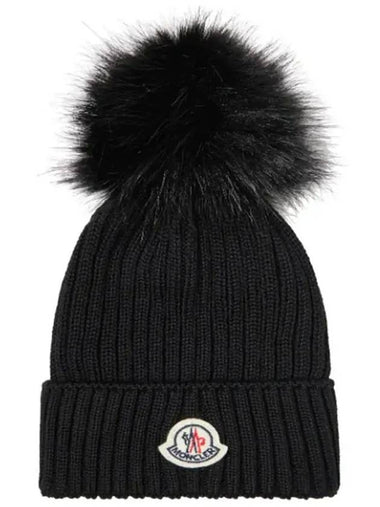 Kids Pom Merino Wool Drop Beanie BERRETTO 3B0001804S01999 - MONCLER - BALAAN 1