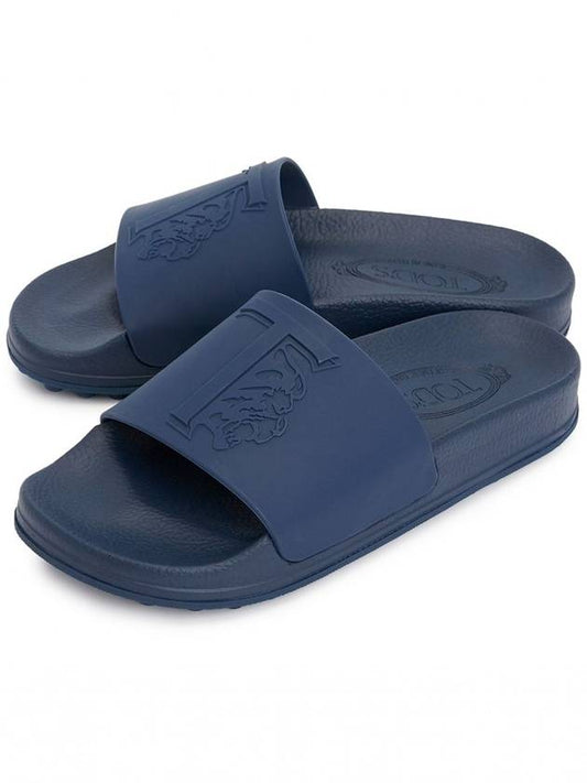 Women's Embossed Logo Slippers Navy - TOD'S - BALAAN 2