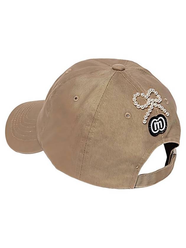 Women’s Pearl Stud Symbol Logo Soft Type Camel Beige Ball Cap DO9242AC17 3 - DOYOUKNOWMC GOLF WEAR - BALAAN 3