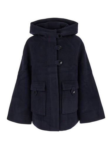 Wool Hooded Jacket Black - GANNI - BALAAN 1