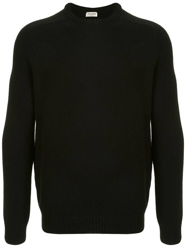 Men's Crewneck Cashmere Knit Top Black - SAINT LAURENT - BALAAN 2