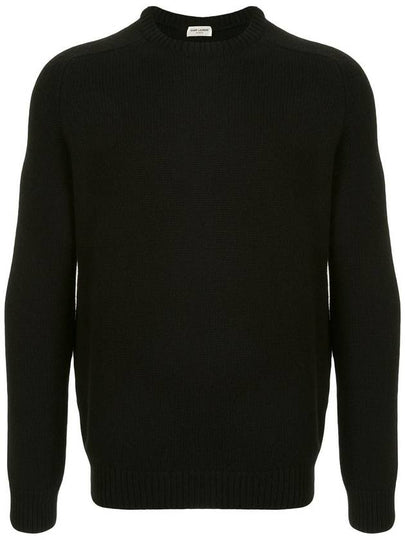 Men's Crewneck Cashmere Knit Top Black - SAINT LAURENT - BALAAN 2