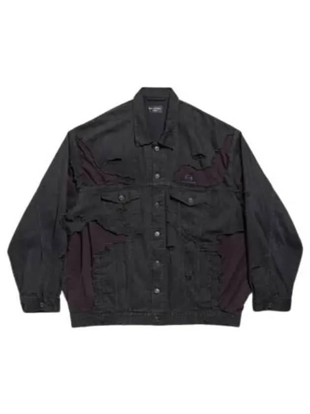 Unity Sports Icon Patchwork Denim Jacket Black - BALENCIAGA - BALAAN 3