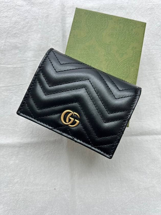 GG Marmont Matelasse Flap Card Wallet Black - GUCCI - BALAAN 2