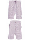 Men's Seersucker 4 Bar Drawstring Board Swim Shorts White - THOM BROWNE - BALAAN 5