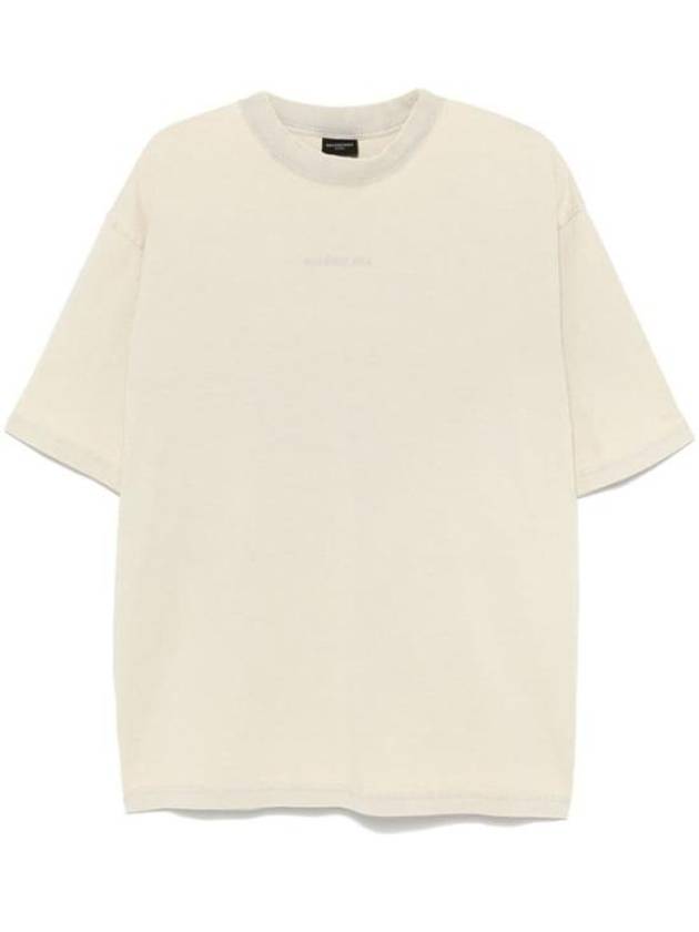 Embroidered Logo Short Sleeve T-Shirt Cement Grey - BALENCIAGA - BALAAN 2