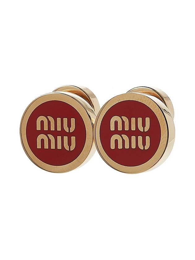 Enameled Metal Earrings Red - MIU MIU - BALAAN 3