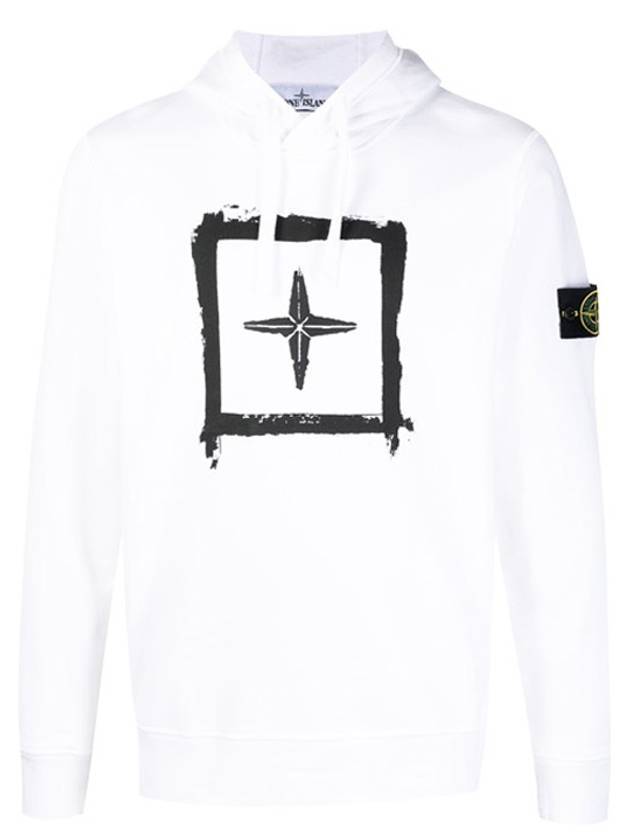 Men's Wappen Patch Box Logo Hoodie White - STONE ISLAND - BALAAN 1