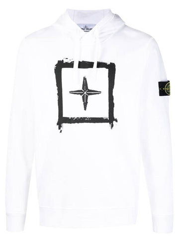 Men's Wappen Patch Box Logo Hoodie White - STONE ISLAND - BALAAN 1