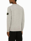 Logo Patch Crew Neck Wool Knit Top Grey Melange - STONE ISLAND - BALAAN 3