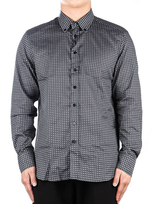 Geometric Print Cotton Long-Sleeve Shirt Navy - ETRO - BALAAN 2