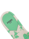 Rose Print Embroidered Logo Canvas Slide Slippers Green - FENDI - BALAAN 8