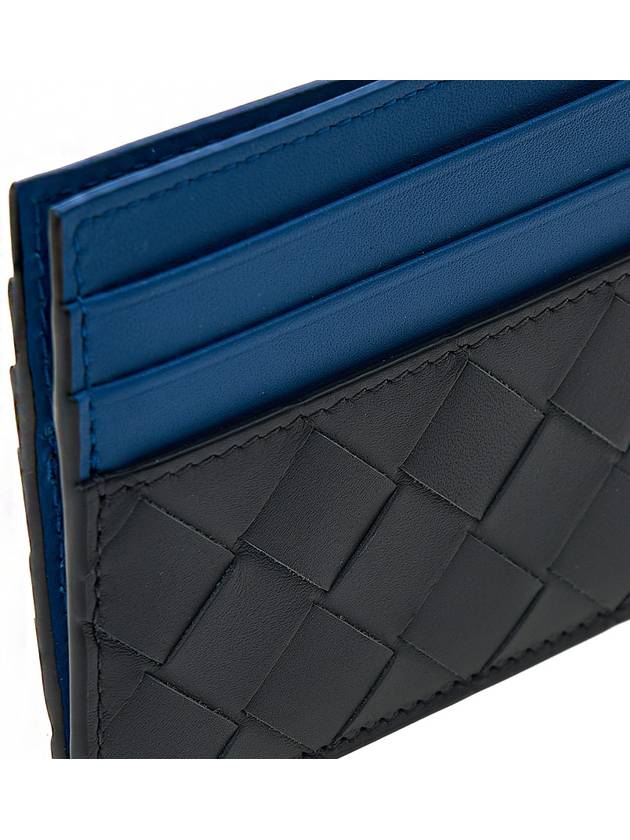 Intrecciato Two-Tone Card Wallet Blue Black - BOTTEGA VENETA - BALAAN 7