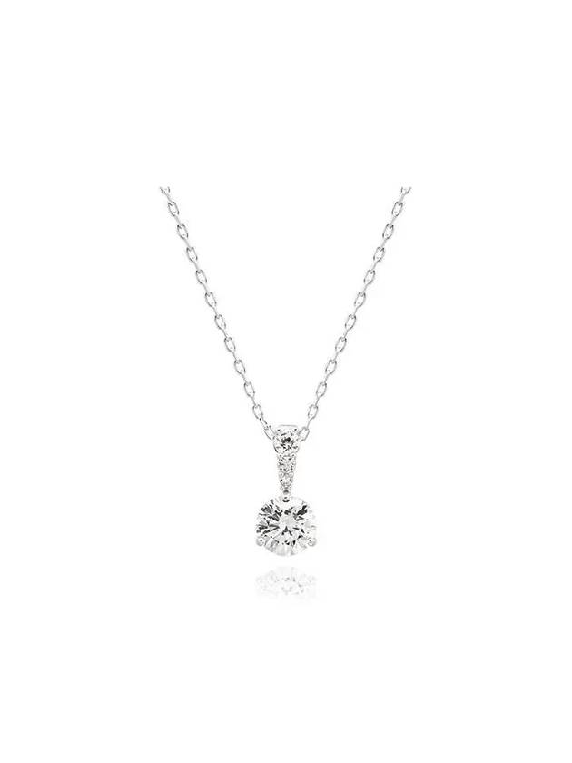 Stilla Round Cut Crystal Pendant Necklace Silver - SWAROVSKI - BALAAN 2