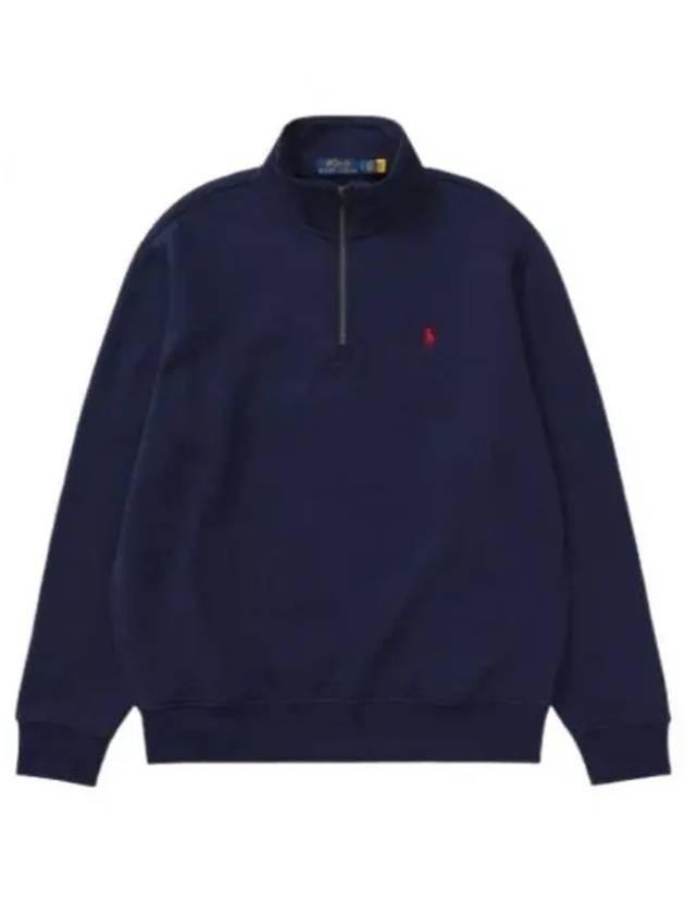 Embroidery Zipper High Neck Fleece Sweatshirt Navy - POLO RALPH LAUREN - BALAAN 2