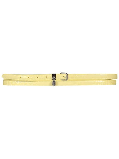 silver skull leather belt yellow - ALEXANDER MCQUEEN - BALAAN 2