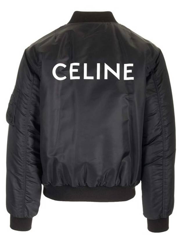 Nylon Twill Logo Bomber Jacket Black - CELINE - BALAAN 8