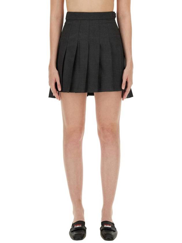 RMB Wool Mini Pleated Skirt Dark Grey - THOM BROWNE - BALAAN 2