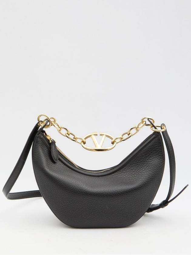 V Logo Zip-Up Medium Tote Bag Black - VALENTINO - BALAAN 2