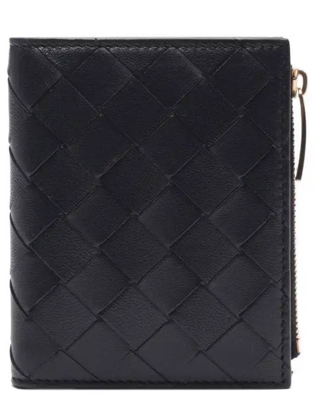 Intrecciato Zipper Small Half Wallet Black - BOTTEGA VENETA - BALAAN 2