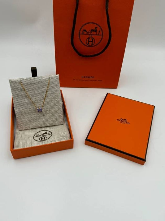 PopAche Mini Necklace Yellow Gold Lila Lilac H147992 - HERMES - BALAAN 2