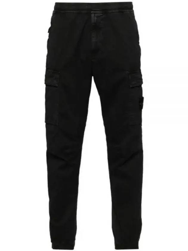 Stretch Cotton Cargo Straight Pants Black - STONE ISLAND - BALAAN 2