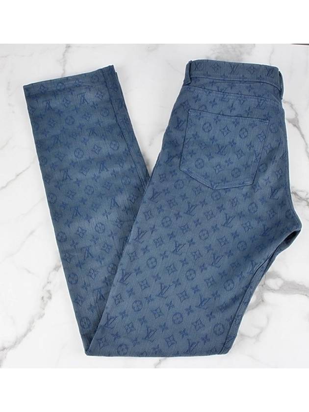 LV logo pattern denim pants blue - LOUIS VUITTON - BALAAN 4