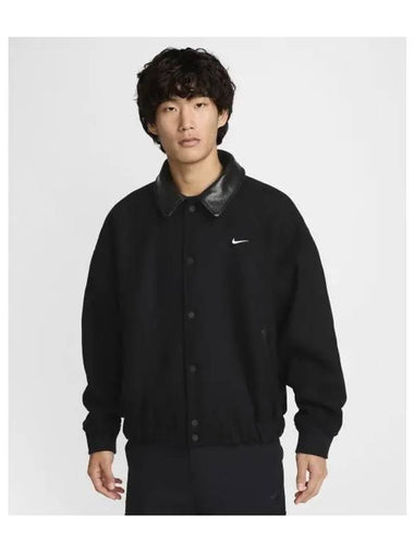 Solo Swoosh Wool Varsity Bomber Jacket Black - NIKE - BALAAN 1