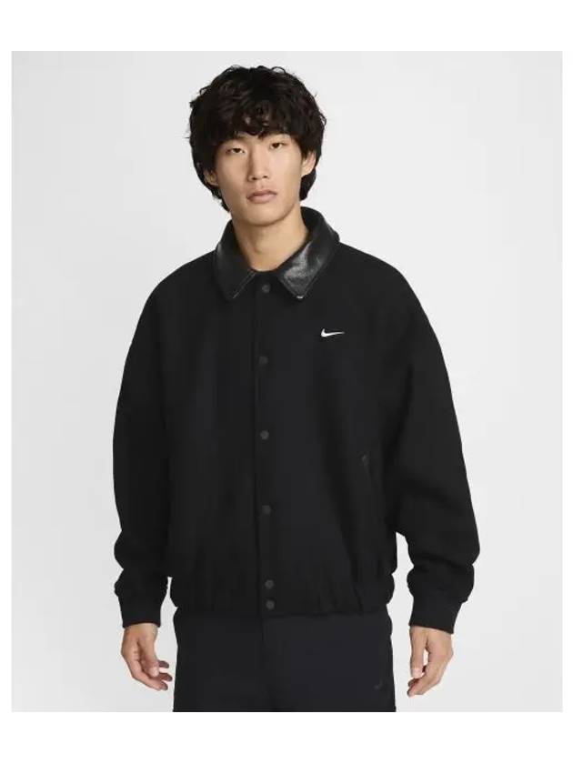 Solo Swoosh Wool Varsity Bomber Jacket Black - NIKE - BALAAN 2