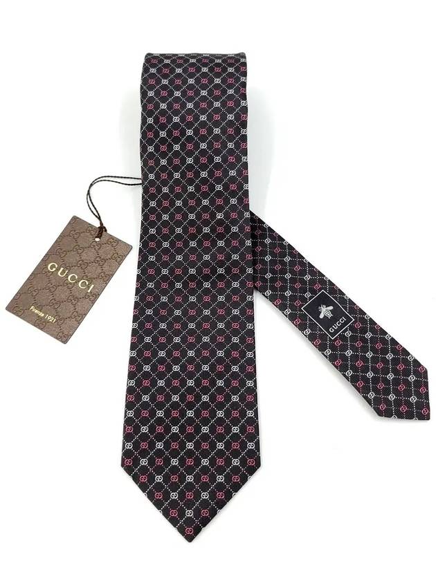 GG Dot Pattern Silk Tie Red White Black - GUCCI - BALAAN 3