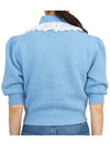 Wool Collar Short Sleeve Knit Top Blue - ALESSANDRA RICH - BALAAN 5