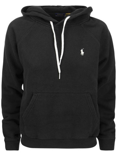 Embroidered Logo Cotton Blend Jersey Hoodie Black - POLO RALPH LAUREN - BALAAN 2